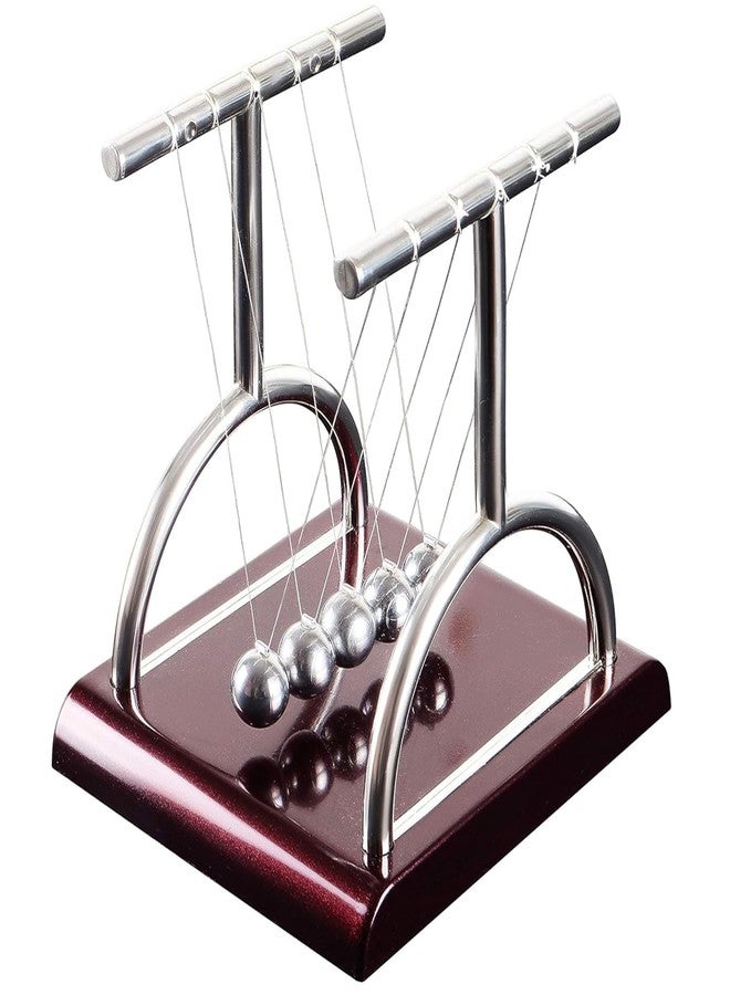 SIMESTICH Newton Cradle Pendulum Metal Perpetual Motion Toy - Swing Balance Collision Balls with Polished Plastic Base - Classic Desk Decoration Figurine for Office, Home, or Study - Brown - Image 1